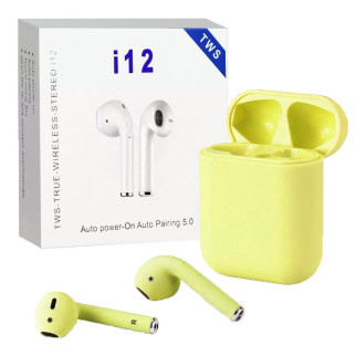 Бездротові блютуз навушники i12 TWS з боксом для заряджання Yellow (au172-hbr) - Інтернет-магазин спільних покупок ToGether