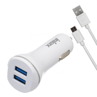 Автомобільний зарядний пристрій inkax CC-12 2USB 2.1A microUSB White (av087-hbr) - Інтернет-магазин спільних покупок ToGether