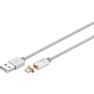 Кабель пристроїв Goobay USB2.0 A-microB M/M  1.2m Magnetic Connectors Silver срібний (75.04.0912) - Інтернет-магазин спільних покупок ToGether