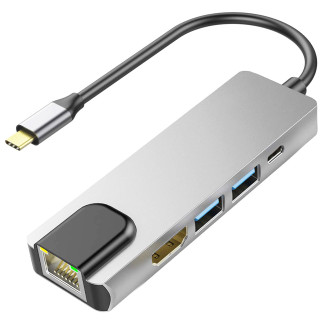 Мультифункціональний розгалужувач концентратор Digital Lion USB Type-C MH-09 5в1: 2 x USB 3.0 + Type-C + HDMI + Ethernet - Інтернет-магазин спільних покупок ToGether