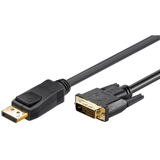 Кабель монітора-адаптер Goobay DisplayPort-DVI M/M (DVI-екран)  1.0m v1.2 4K@30Hz 24+1 Gold Cu чорний (75.05.1960) - Інтернет-магазин спільних покупок ToGether