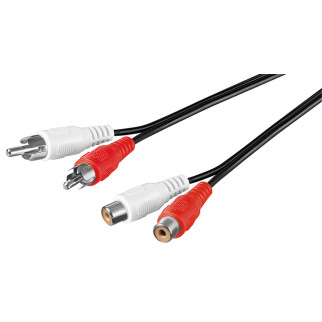 Кабель аудіо-подовжувач Delock RCA 2x2 M/F  2.5m AWG28 Red/White чорний (70.08.4032) - Інтернет-магазин спільних покупок ToGether