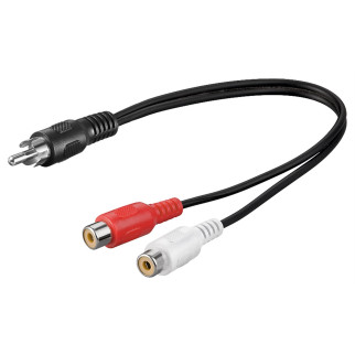 Перехідник аудіо Goobay RCA 1x2 M/F 0.2m AWG29 D=2x2.5mm ромашка чорний (75.03.3647) - Інтернет-магазин спільних покупок ToGether