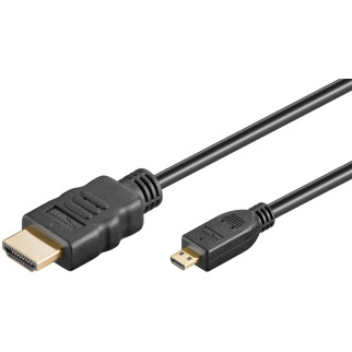 Кабель монітора-сигнальний Goobay HDMI-micro M/M  2.0m HS+HEC+ARC 4K@60Hz D=4.2mm Gold чорний (75.05.3785) - Інтернет-магазин спільних покупок ToGether