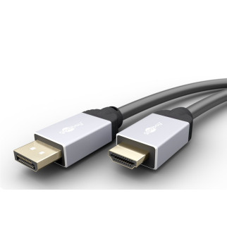 Кабель монітора-адаптер Goobay DisplayPort-HDMI M/M (HDMIекран)  2.0m v1.2 4K@60Hz D=6.0mm Metal Gold чорний (75.07.1958) - Інтернет-магазин спільних покупок ToGether