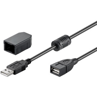 Кабель пристроїв-подовжувач Goobay USB2.0 A M/F  2.0m AWG24+28 SecuringClip+Ferrite Cu чорний (75.09.3284) - Інтернет-магазин спільних покупок ToGether