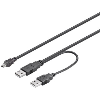 Кабель пристроїв Goobay USB2.0 Ax2-mini 5p M/M (DualPower)  1.0m AWG28 2xShielded D=4.0mm Cu чорний (75.09.3588) - Інтернет-магазин спільних покупок ToGether