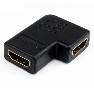 Перехідник моніторний Lucom HDMI F/F (адаптер) 90°вліво/вправо v2.0 Gold чорний (62.09.8227) - Інтернет-магазин спільних покупок ToGether