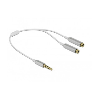 Перехідник аудіо Delock Jack 3.5mm 4pin 1x2 M/F 0.25m Splitter Slim Metal Gold білий (70.06.5576) - Інтернет-магазин спільних покупок ToGether