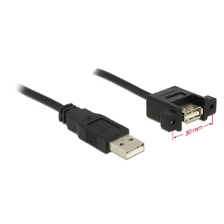 Кабель пристроїв-подовжувач Delock USB2.0 A M/F  1.0m AWG24+28 PanelMount D=4.5mm Gold чорний (70.08.5106) - Інтернет-магазин спільних покупок ToGether