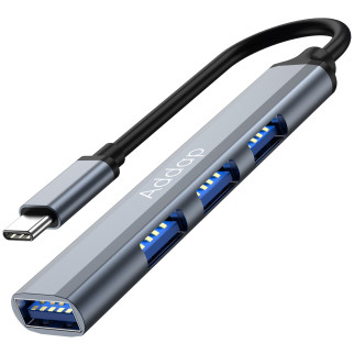 USB Type-C хаб для ноутбука Addap UH-05C на 4 порти USB Gray - Інтернет-магазин спільних покупок ToGether