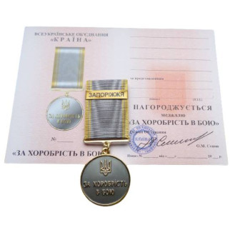 Медаль з документом Mine за хоробрість в бою ЗАПОРІЖЖЯ 35 мм Бронза (hub_gzm66k) - Інтернет-магазин спільних покупок ToGether