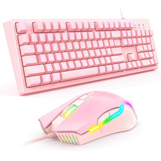 Комплект дротова ігрова клавіатура та миша ONIKUMA G25 CW905 Pink - Інтернет-магазин спільних покупок ToGether