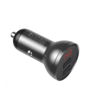 Автомобільний зарядний пристрій АЗП Baseus Digital Display Dual USB 4.8A Car Charger 24W (dark gray) - Інтернет-магазин спільних покупок ToGether