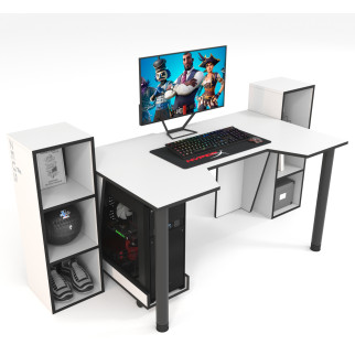 Геймерський стіл ZEUS-Game™ GAMER-5 біло-чорний - Інтернет-магазин спільних покупок ToGether