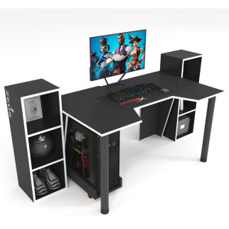 Геймерський стіл ZEUS-Game™ GAMER-5 чорний-білий - Інтернет-магазин спільних покупок ToGether