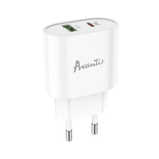 Мережевий зарядний пристрій Avantis A865PD QC3.0 (20W PD)- білий - Інтернет-магазин спільних покупок ToGether