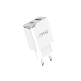 Мережевий зарядний пристрій Aspor A826 PD (20W/USB/Type-C)- білий - Інтернет-магазин спільних покупок ToGether