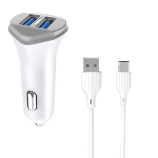 Автомобільний зарядний пристрій Aspor A903 (2USB/3.4A) + USB кабель Micro- білий - Інтернет-магазин спільних покупок ToGether