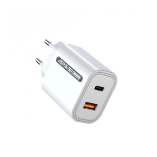 Мережевий зарядний пристрій Aspor A806 Fast Charger (USB/USB-C/3A/33W)- білий - Інтернет-магазин спільних покупок ToGether