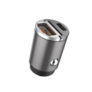 Автомобільний зарядний пристрій Aspor A908 Mini Metal (USB/USB-C/4.8A/30W)- графітовий - Інтернет-магазин спільних покупок ToGether