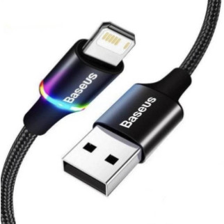 Кабель Lightning USB BASEUS для заряджання та синхронізації iPhone iPod iPad c підсвічуванням 25 см Чорний - Інтернет-магазин спільних покупок ToGether