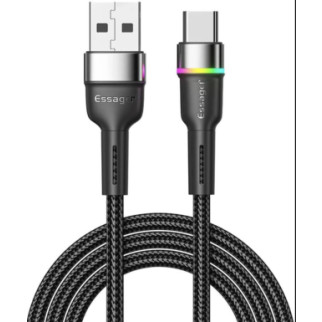 Зарядка USB кабель Essager для синхронізації та зарядки Android та інших пристроїв USB Type-C з led підсвічуванням 2 м Чорний - Інтернет-магазин спільних покупок ToGether