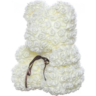 Ведмедик з троянд 3D 25 см OPT-TOP білий (1756374699) - Інтернет-магазин спільних покупок ToGether