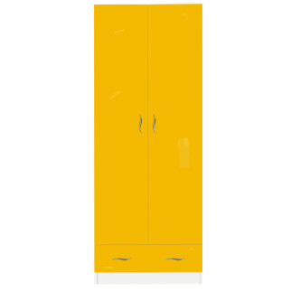 Шафа з ящиком від дитячої Бася з фарбованими МДФ фасадами МАКСІ МЕБЛІ Біла гладка/Жовта (5103021) - Інтернет-магазин спільних покупок ToGether