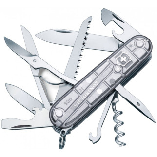 Складаний ніж Victorinox Huntsman 91 мм 15 функцій Сріблястий напівпрозорий в блістері (1.3713.T7B1) - Інтернет-магазин спільних покупок ToGether