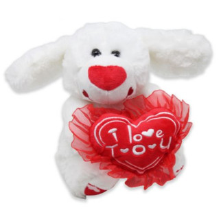 М'яка іграшка "Собачка з серцем", біла - Інтернет-магазин спільних покупок ToGether