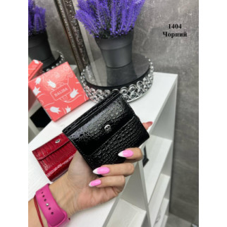 Натуральна шкіра. Чорний - на кнопці - стильний, елегантний та мініатюрний гаманець у фірмовій коробці - 10х10 см (1404) - Інтернет-магазин спільних покупок ToGether