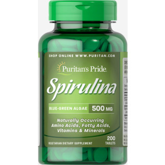 Натуральна добавка Puritans Pride Спіруліна 500 мг 200 таблеток (31067) - Інтернет-магазин спільних покупок ToGether