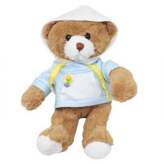 Мʼяка іграшка "Ведмедик у капюшоні" в блакитному, 30 см Вид 1 - Інтернет-магазин спільних покупок ToGether
