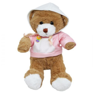 Мʼяка іграшка "Ведмедик у капюшоні" в рожевому, 30 см Вид 1 - Інтернет-магазин спільних покупок ToGether