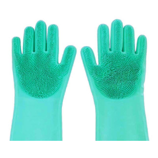 Рукавички зі щіткою MHZ для прибирання та миття посуду Kitchen Gloves 5511 One Size Бірюзовий - Інтернет-магазин спільних покупок ToGether
