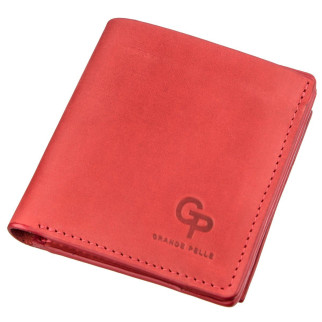 Шкіряне портмоне унісекс з накладною монетницею GRANDE PELLE 11224 Червоне - Інтернет-магазин спільних покупок ToGether