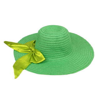 Капелюх солом'яний жіночий Summer hat атласна стрічка літня 56-58 Зелений (17509) - Інтернет-магазин спільних покупок ToGether