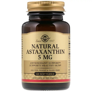 Астаксантин, Natural Astaxanthin, Solgar, 5 мг, 60 желатинових капсул - Інтернет-магазин спільних покупок ToGether