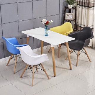 Комплект кухонний: Стіл обідній Нурі SDM прямокутний 120х80 см, білий + 4 Різнобарвні крісла Тауер Вуд SDM, пластик (hub_2be6wf) - Інтернет-магазин спільних покупок ToGether