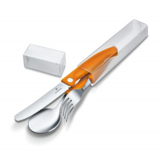 Набір кухонний з 3-х предметів "Victorinox" SwissClassic Table Set з оранжевими ручками у жорсткому пластиковому чохлі (6.7192.F9) - Інтернет-магазин спільних покупок ToGether