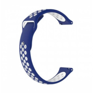 Ремінець силіконовий BeWatch 22мм для смарт годинника перфорований універсальний Синьо-білий (1020152) - Інтернет-магазин спільних покупок ToGether