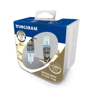 Автолампа галоген Tungsram H1 55W 12V(2 шт./пластикбокс) Megalight Ultra +130% - Інтернет-магазин спільних покупок ToGether
