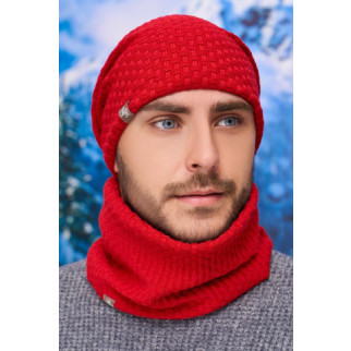 Теплий чоловічий комплект з шапкою та бафом (5141-7) Braxton червоний 56-59 - Інтернет-магазин спільних покупок ToGether