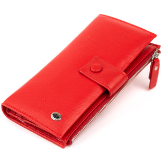 Оригінальний гаманець шкіряний на хлястиці з кнопкою ST Leather 19281 Червоний 19х9х1,7 см - Інтернет-магазин спільних покупок ToGether