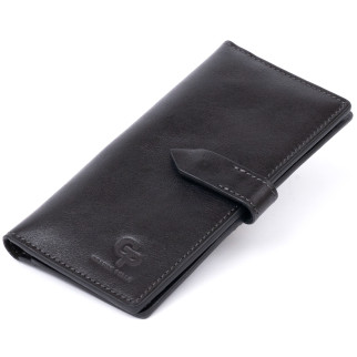 Вертикальний гаманець глянцевий Anet на кнопці GRANDE PELLE 11324 Чорний 9х18х1,5 см - Інтернет-магазин спільних покупок ToGether