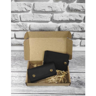Подарунковий набір DNK Leather №5 затискач + ключниця 18х10х3,5 см Чорний - Інтернет-магазин спільних покупок ToGether