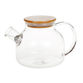 Чайник для заварювання 1 л скляний з бамбуковою кришкою BonaDi 599-103 - Інтернет-магазин спільних покупок ToGether