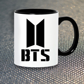Чашка Fan Girl Логотип BTS Bangtan Boys БТС (7102) 330 мл Чорний - Інтернет-магазин спільних покупок ToGether