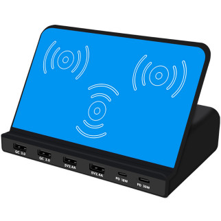 Мультизарядна док-станція з потрійною панеллю для бездротової зарядки Digital Lion Addap MCS-819 100W 6 USB Блакитний - Інтернет-магазин спільних покупок ToGether